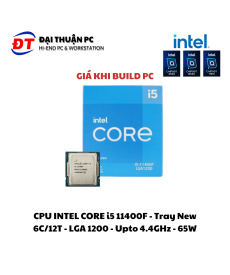 CPU INTEL CORE i5 - 11400F - (2.6GHz turbo up to 4.4Ghz, 6 nhân 12 luồng, 12MB Cache, 65W) - Tray New - Socket Intel LGA 1200